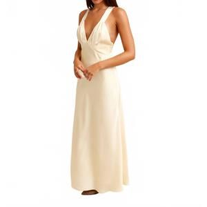 NEW LOUCIA andie satin maxi dress in butter yellow
